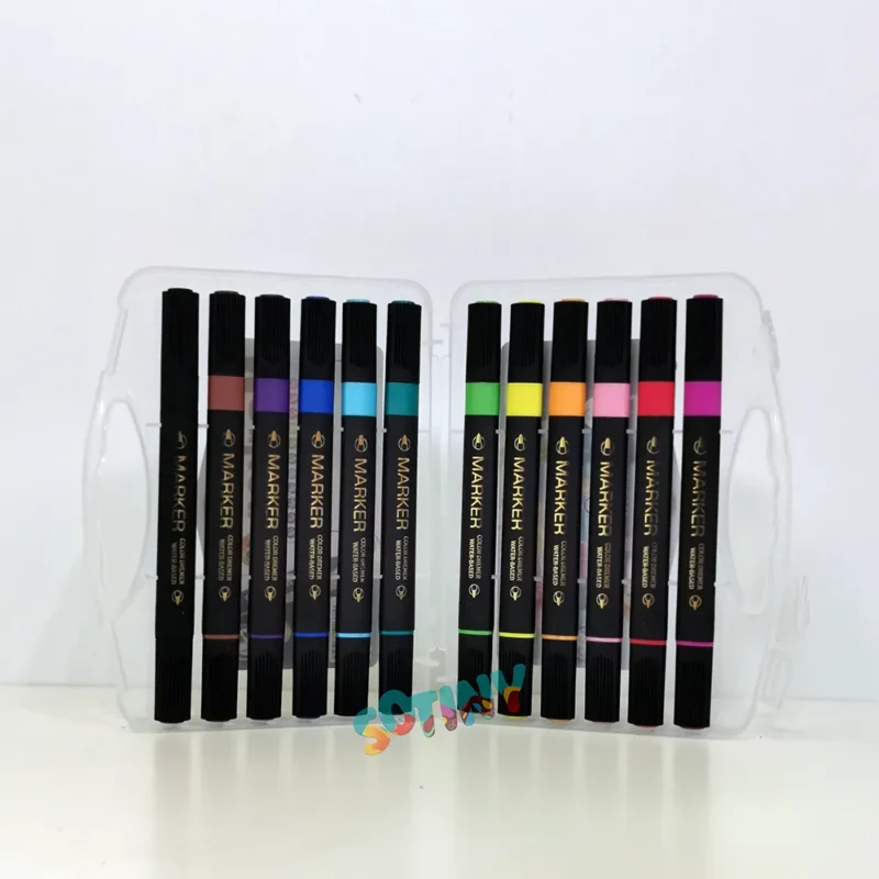 12 Marcadores de Colorir Laváveis com 2 Pontas_1
