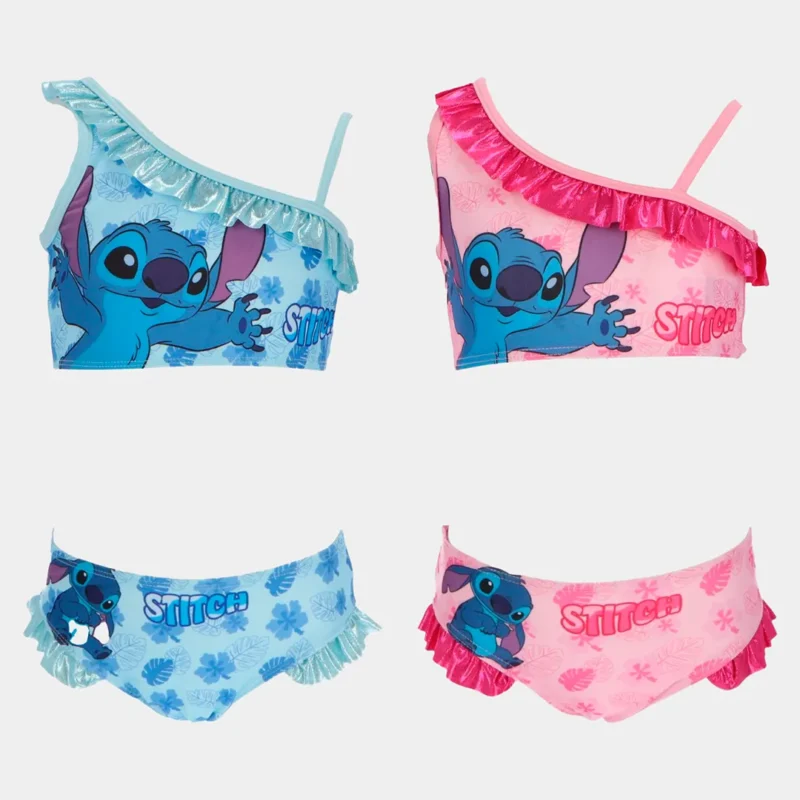 Biquíni do Stitch Disney Rosa_Azul de 3-8 Anos