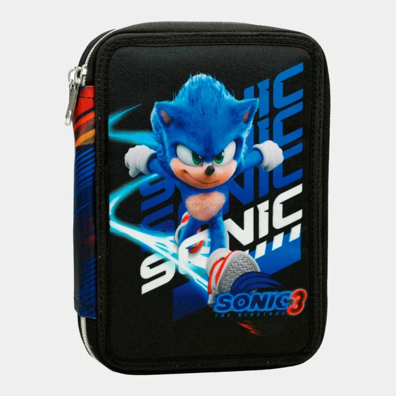 Estojo Sonic 3 Duplo com Material Escolar