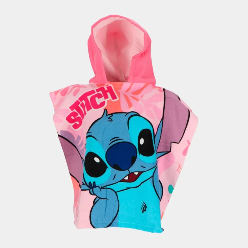 Poncho de Praia Stitch Rosa 50x100cm_1