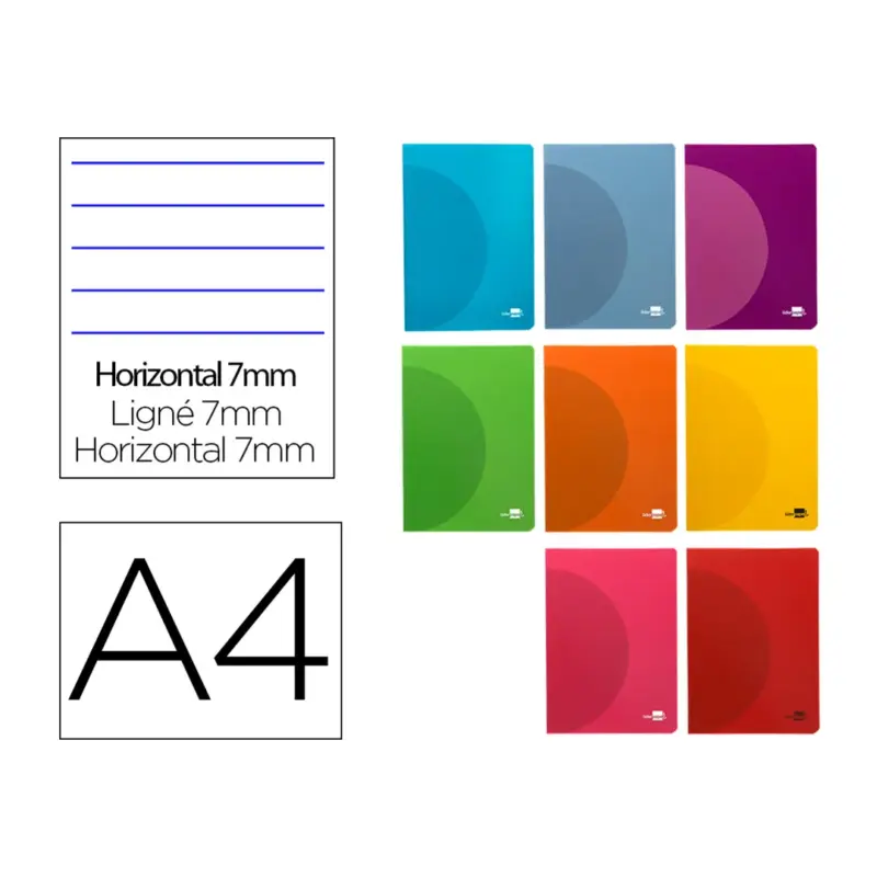 Caderno Pautado Liderpapel de Capa Plástica Agrafado A4 Cores