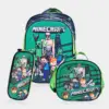 Conjunto Escolar Minecraft Mochila Lancheira e Estojo