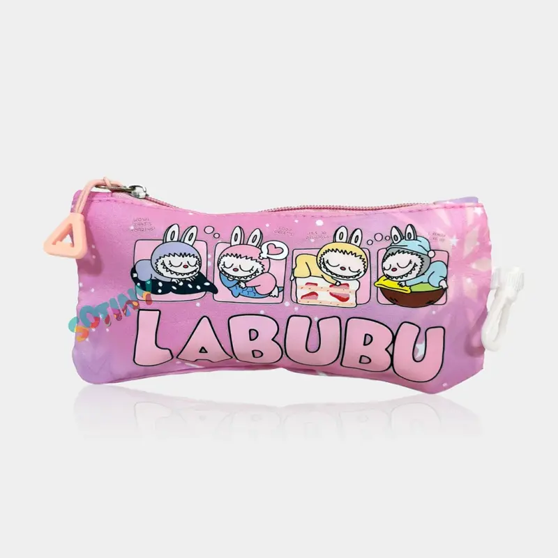 Estojo Escolar Labubu Rosa de 20cm