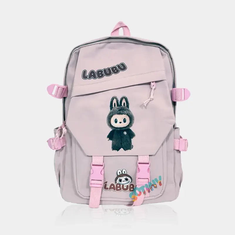 Mochila Escolar Labubu Rosa de 40cm