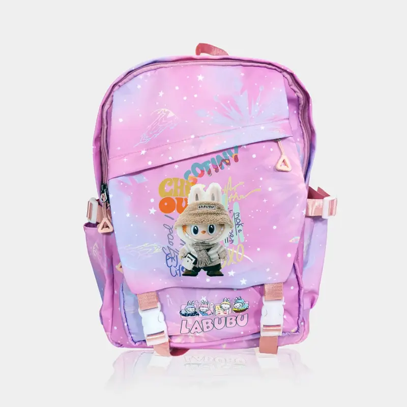 Mochila Escolar Labubu Rosa de 43cm