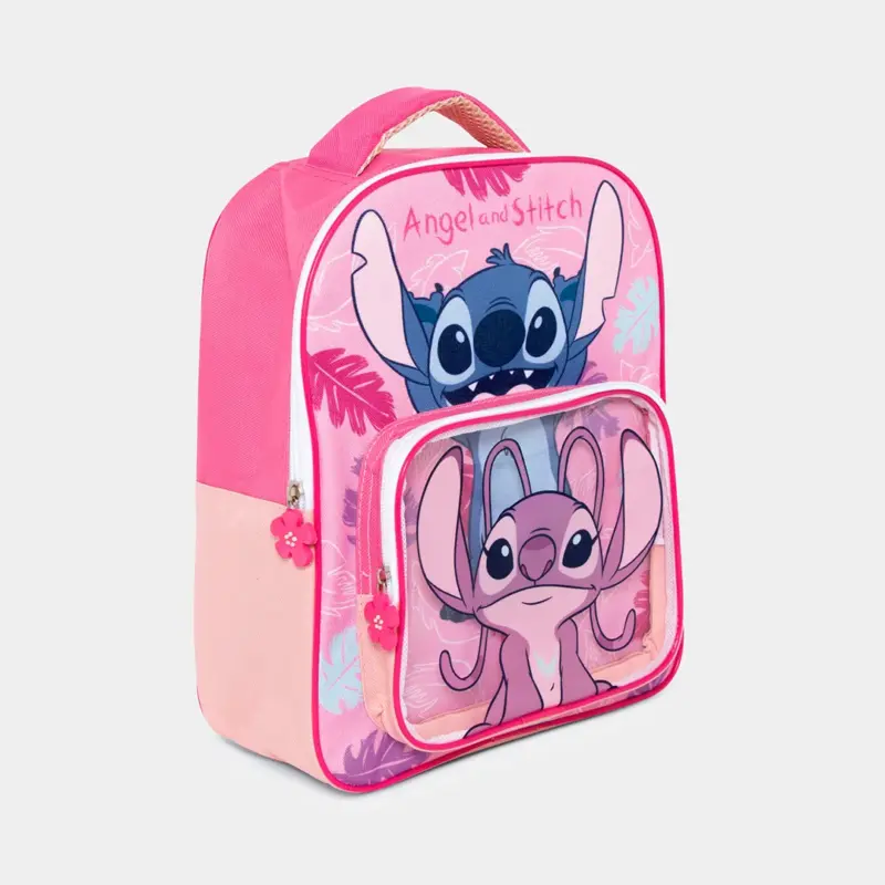 Mochila Pré-Escolar Stitch Angel Rosa de 30cm_1