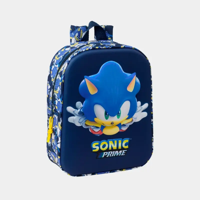 Mochila Sonic Pré-Escolar Sonic Prime 3D de 27cm