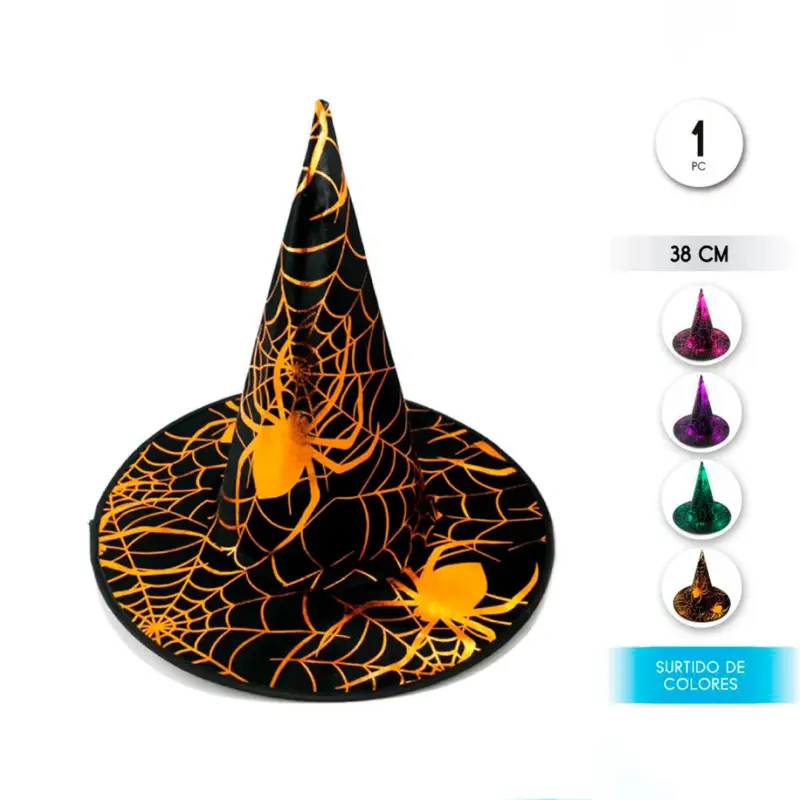 Chapéu de Bruxa Halloween com Estampa Colorida Sortido