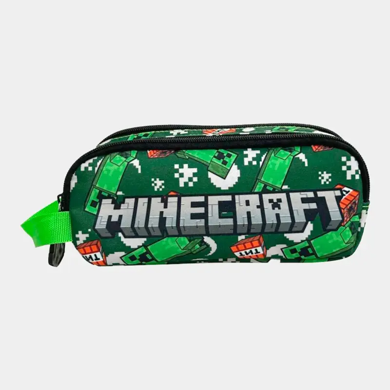 Estojo Escolar Duplo do Minecraft de 21cm