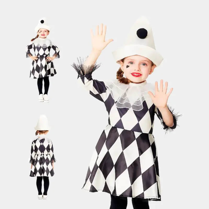 Fato de Palhaço Pierrot Menina 3-6 Anos