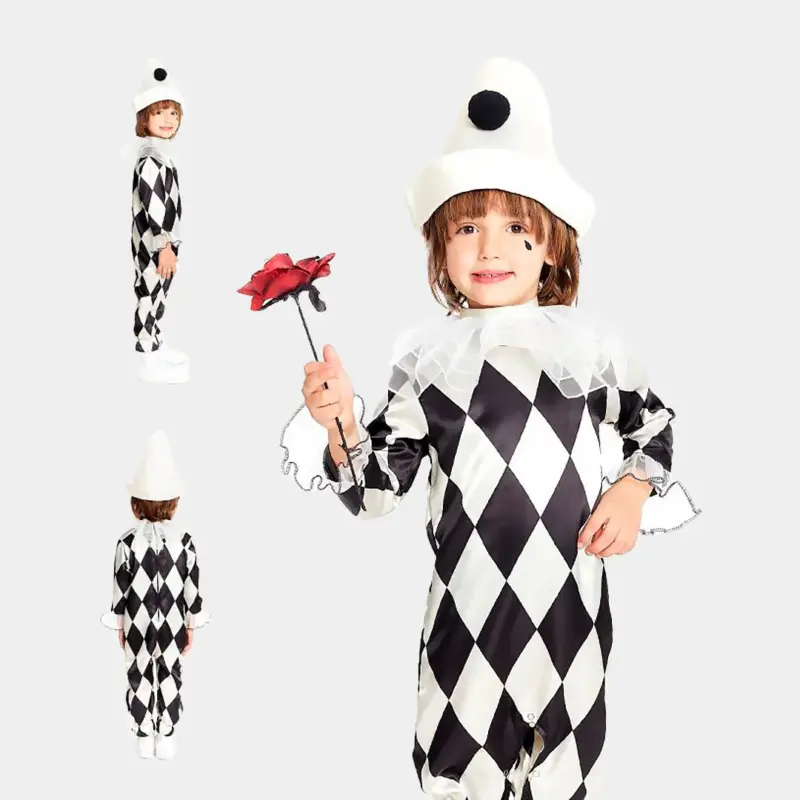 Fato de Palhaço Pierrot Menino 3-6 Anos