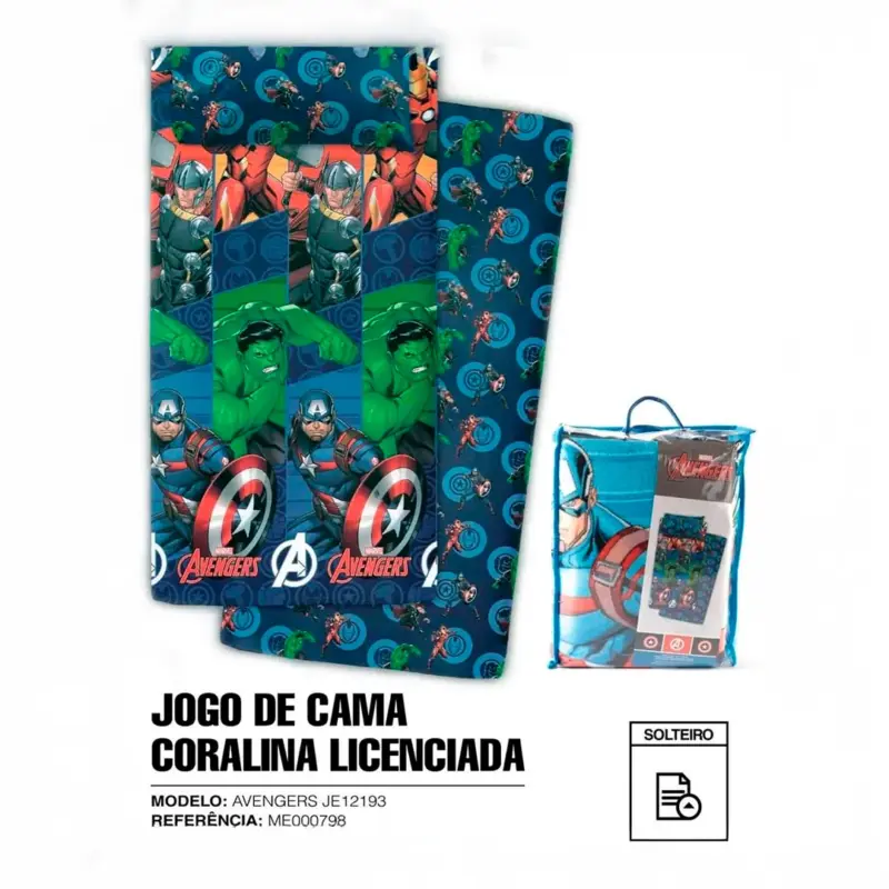 Jogo de Lençóis de Coralina Avengers de 105x190cm_1