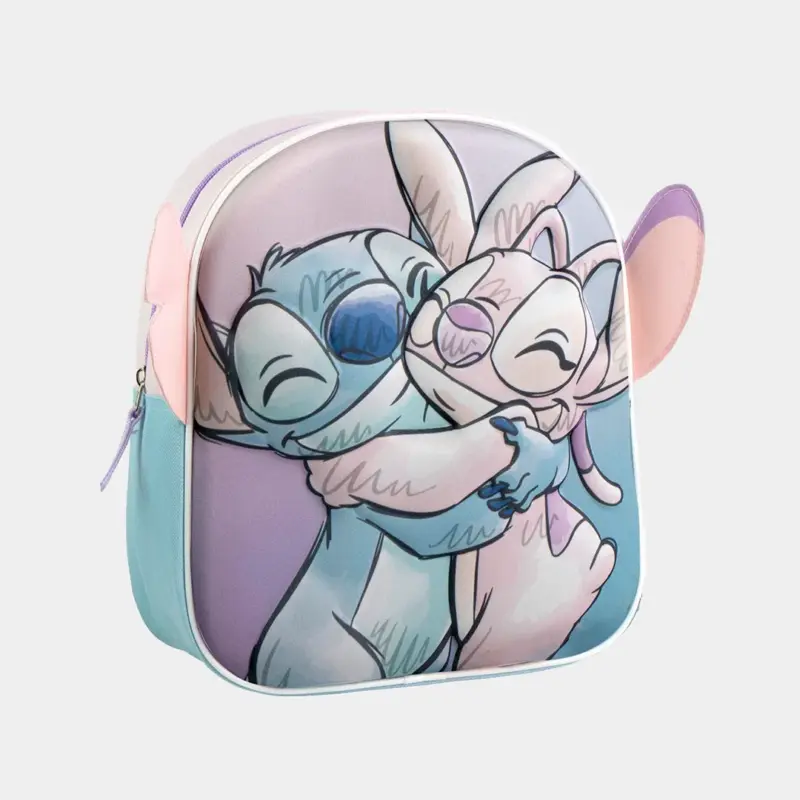 Mochila Pré-Escolar Stitch e Angel 3D de 30cm