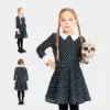 Vestido Curto Inspiração Wednesday Addams 5-15 Anos